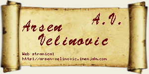 Arsen Velinović vizit kartica